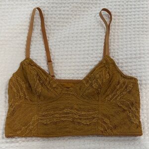 Free People Lace Bralette in Mustard Brown